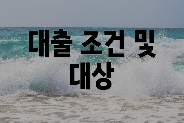 대출 조건 및 대상