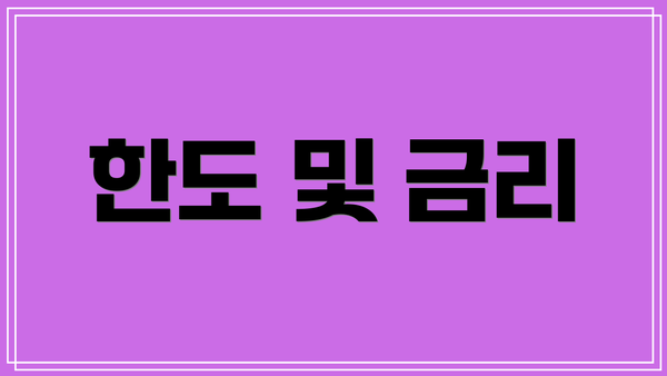 한도 및 금리
