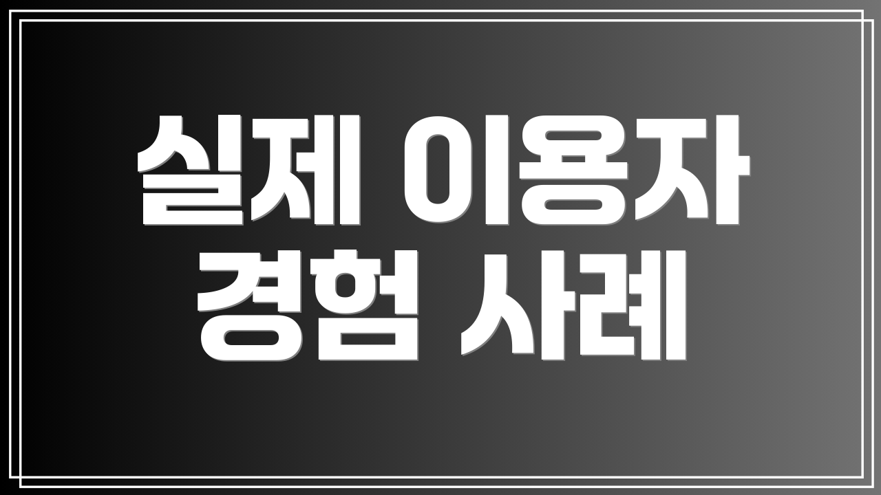 실제 이용자 경험 사례
