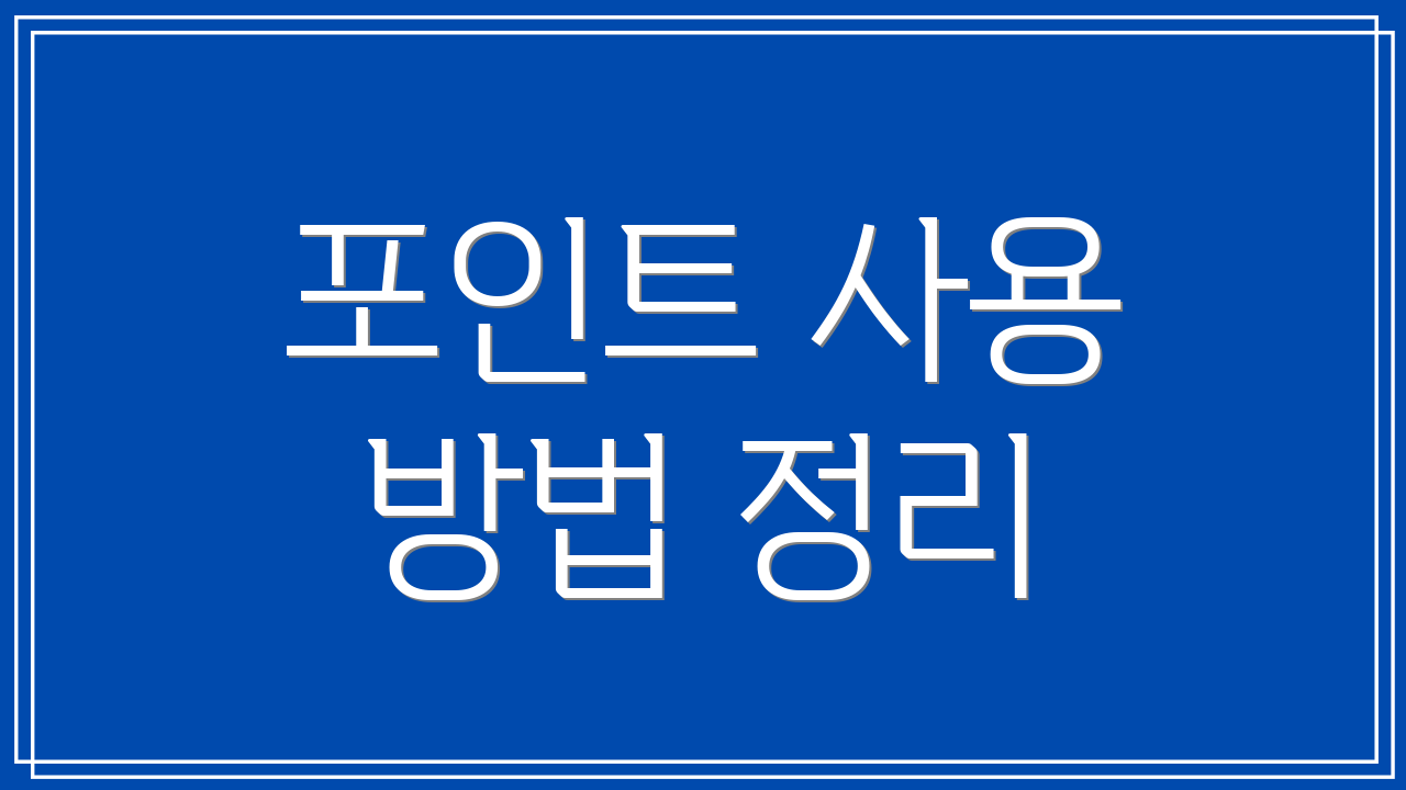 포인트 사용 방법 정리