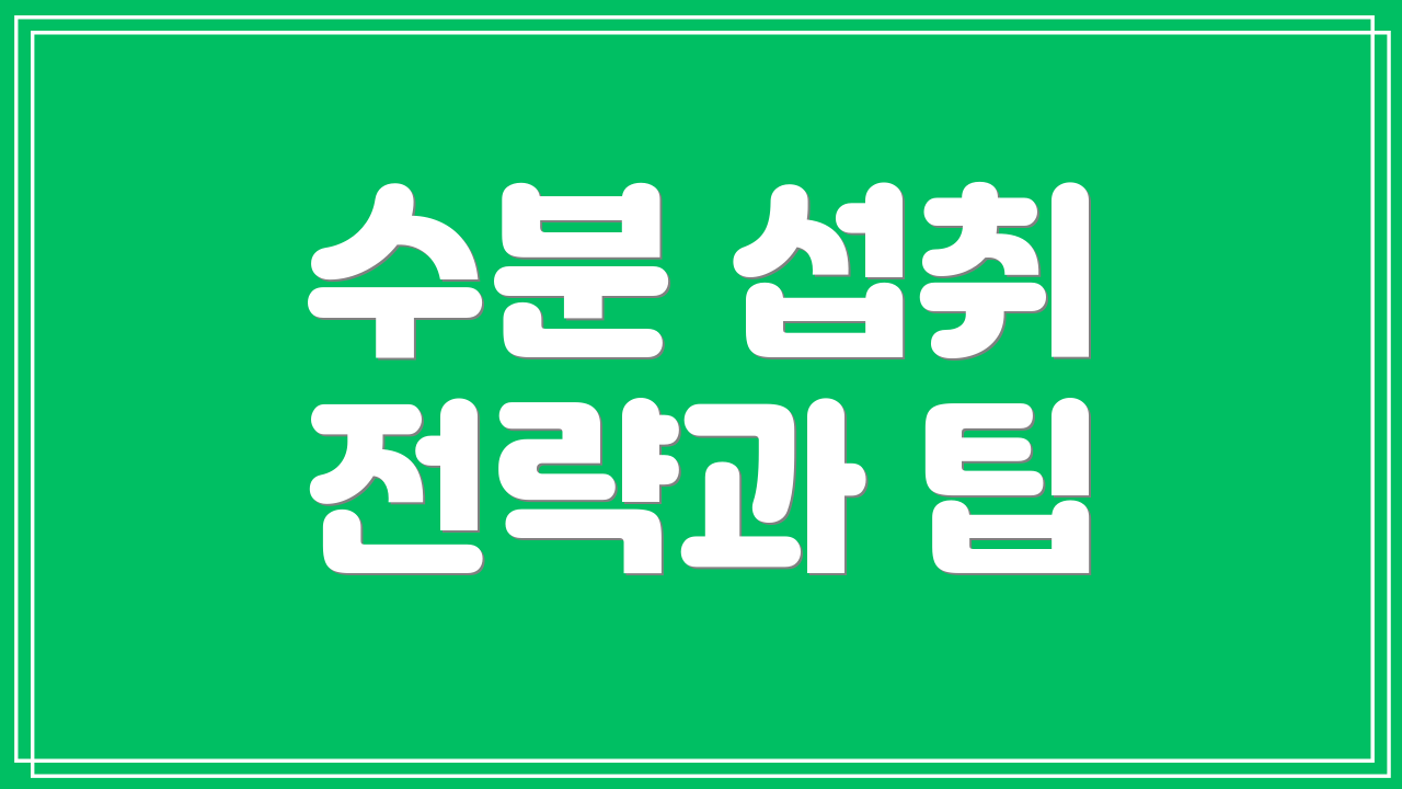 수분 섭취 전략과 팁
