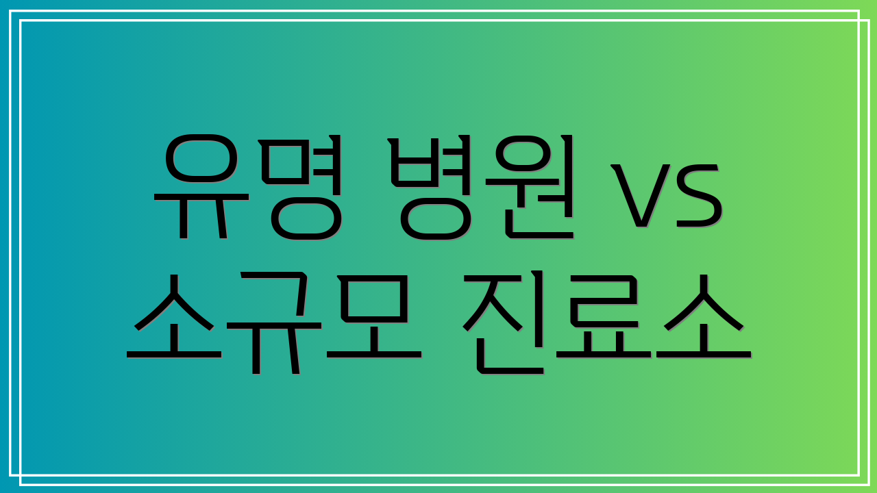 유명 병원 vs 소규모 진료소