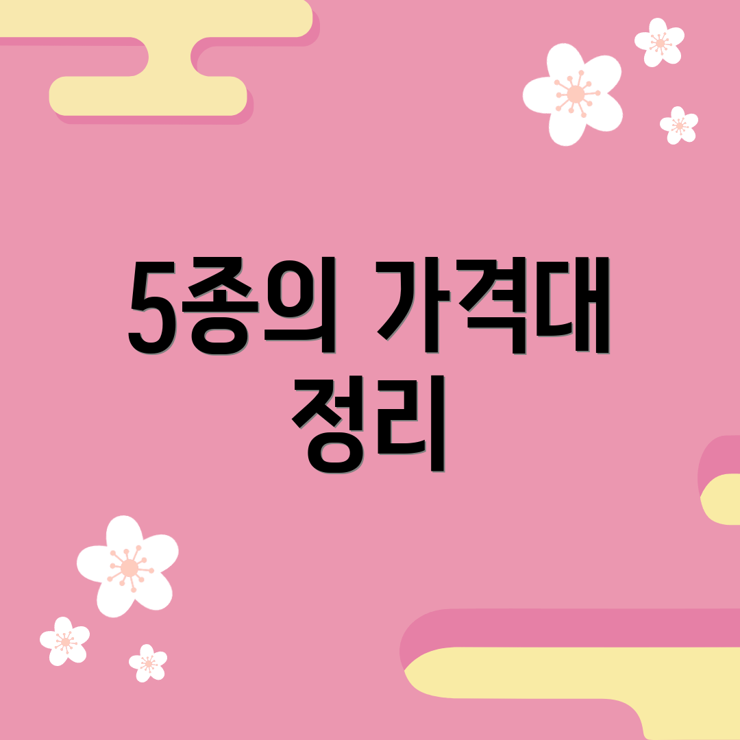 5종의 가격대 정리