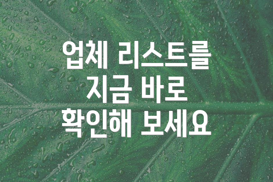 업체 리스트를 지금 바로 확인해 보세요