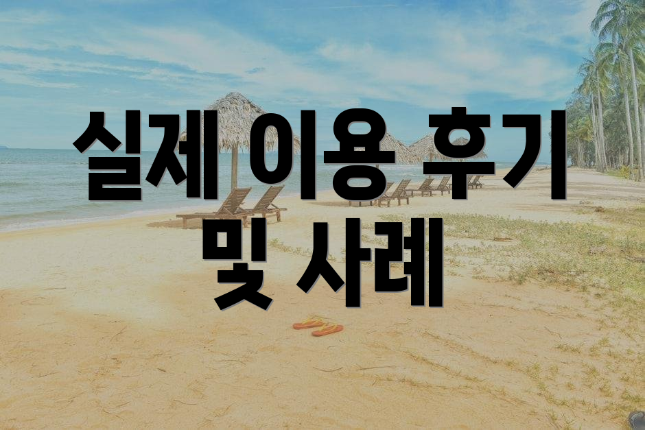 실제 이용 후기 및 사례